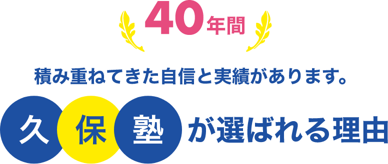 40年間 積み重ねてきた自信と実績があります。久保塾が選ばれる理由